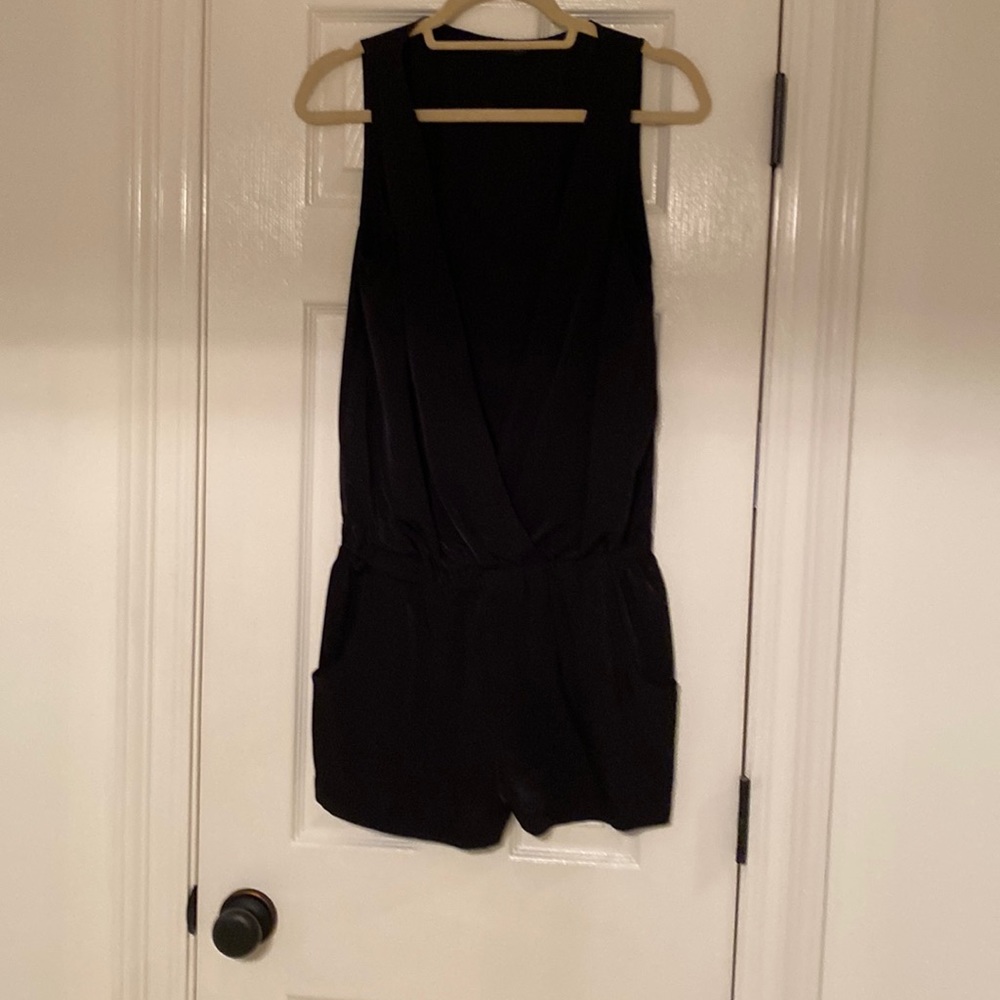 Black satin romper